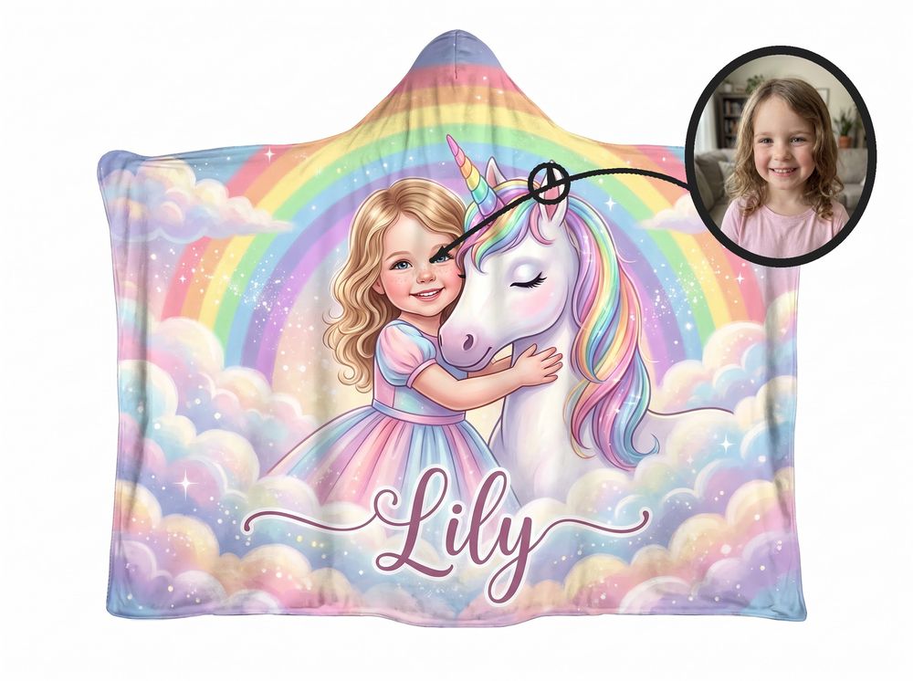 Unicorn theme, real photo transformed into illustration
