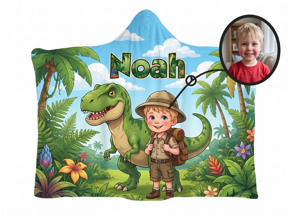 Dinosaur theme, real photo transformed into illustration