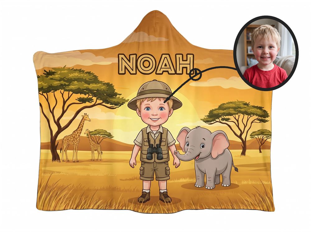 Safari Animals theme, real photo transformed into illustration