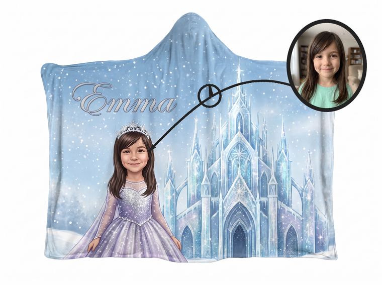 Ice Queen theme, real photo transformed into illustration