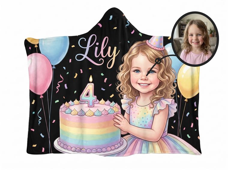 Birthday Party theme, real photo transformed into illustration