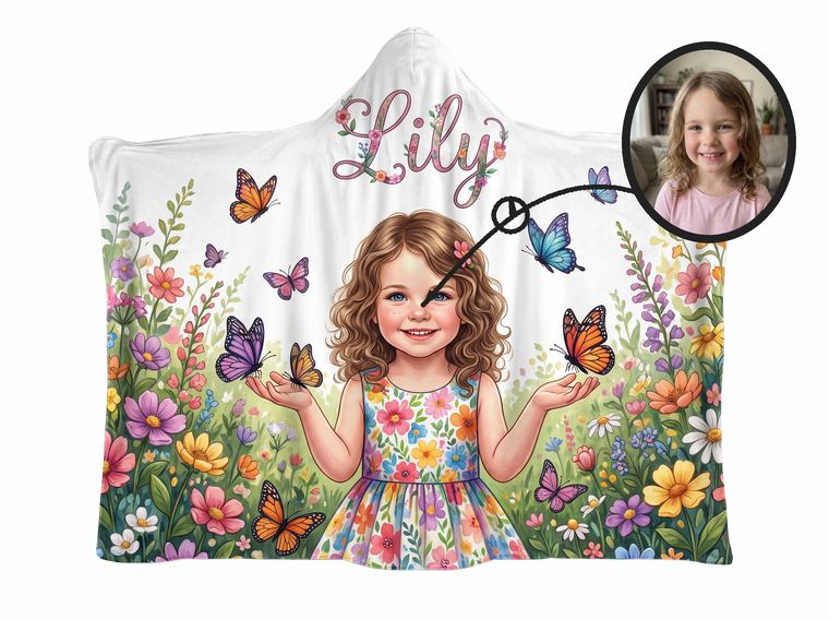 Butterfly Garden theme, real photo transformed into illustration